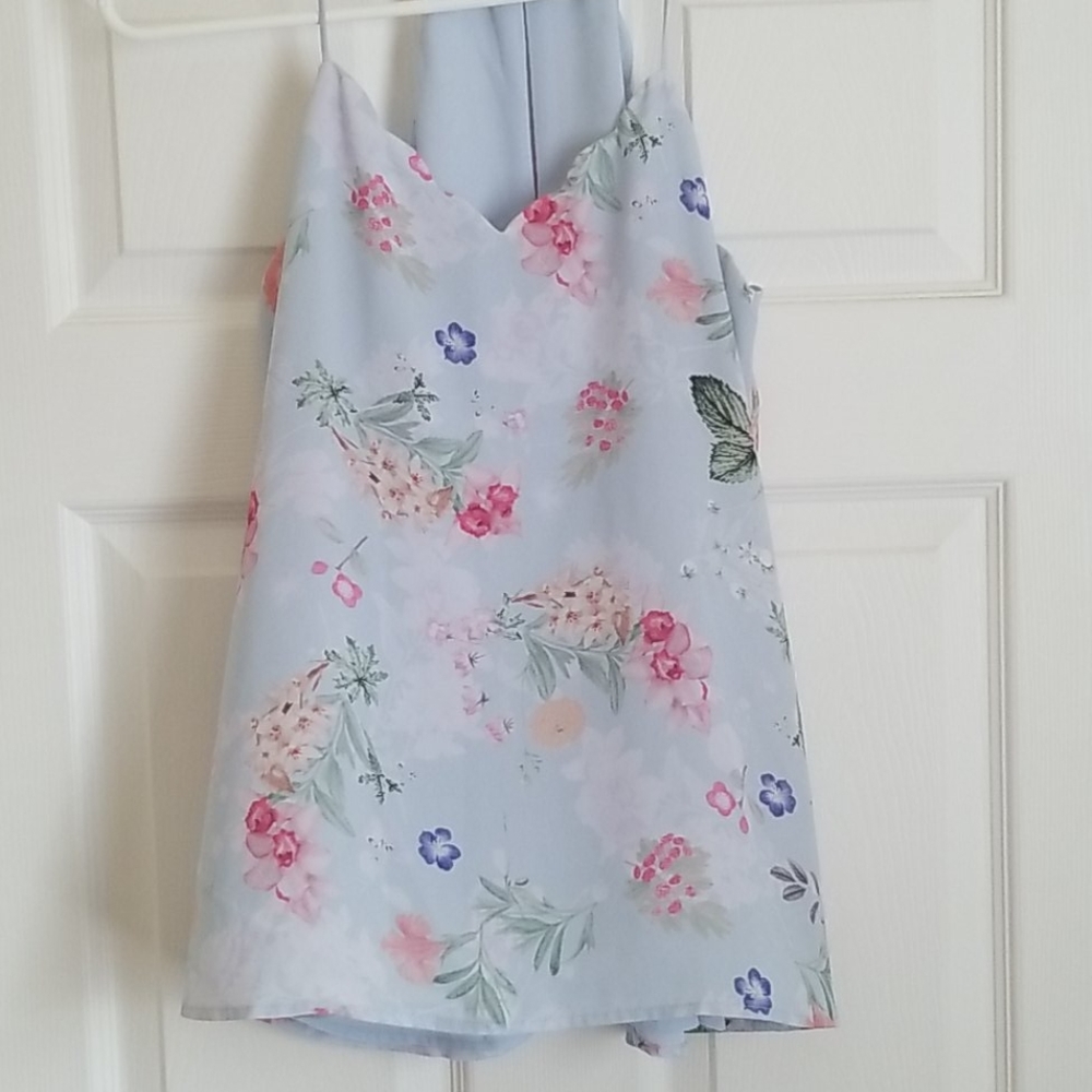 Express light blue reversale floral tank